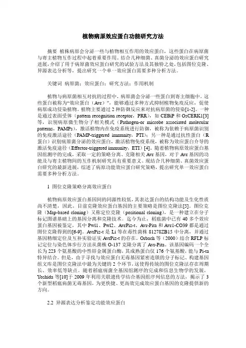 植物病原效应蛋白功能研究方法