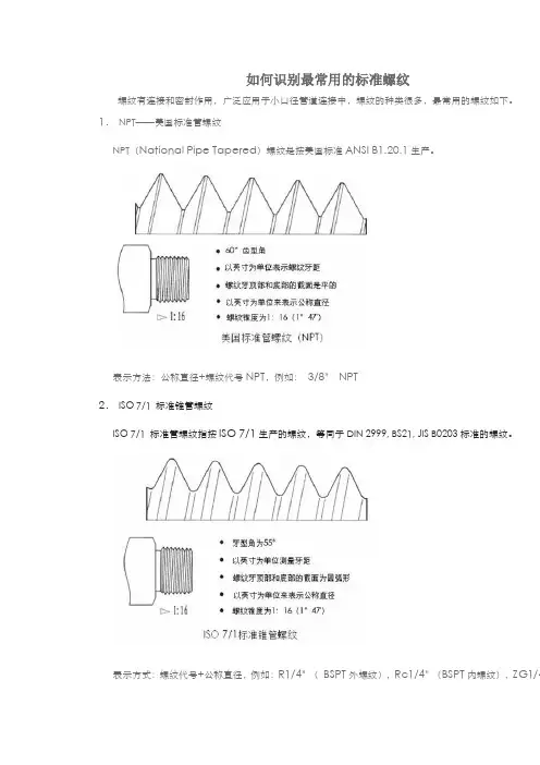 如何识别最常用的标准螺纹