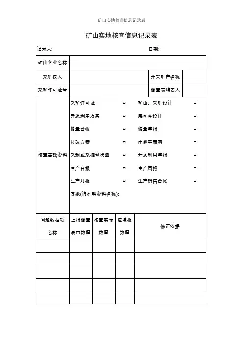 矿山实地核查信息记录表