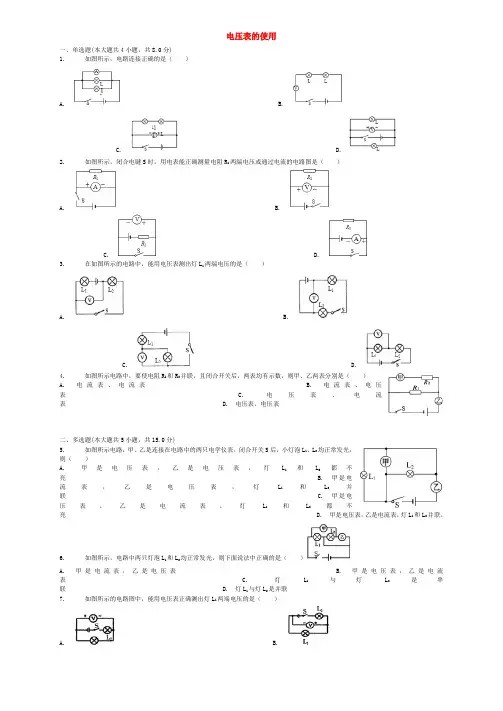 中考物理电压表的使用专项练习