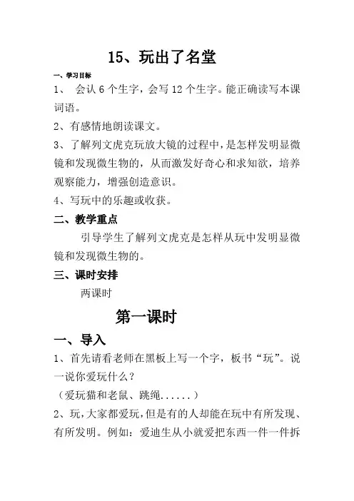15 玩出了名堂  教案