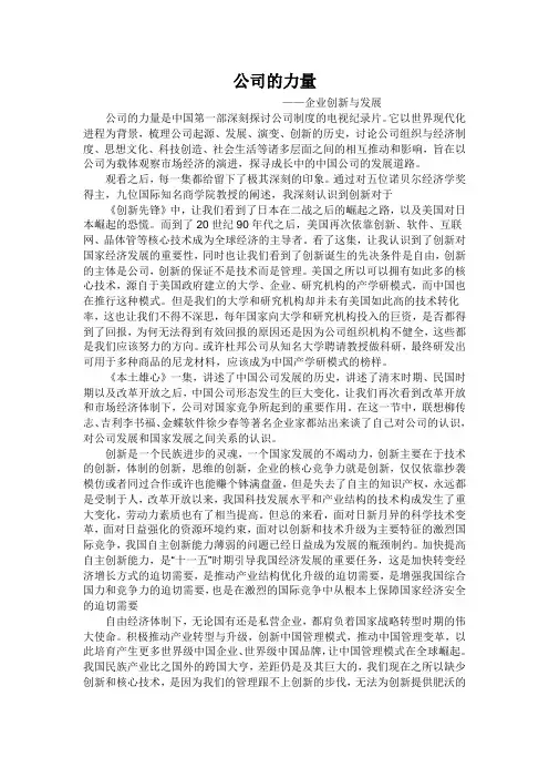 公司的力量观后感