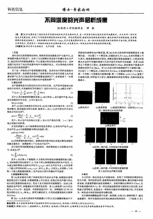 不同深度的光声层析成像