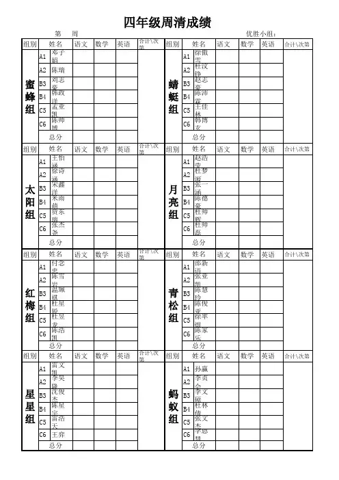 周清表  小组评分表