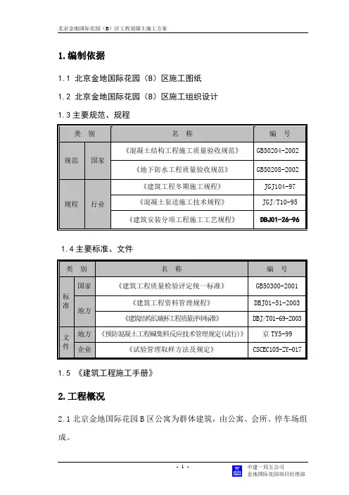 金地混凝土施工方案