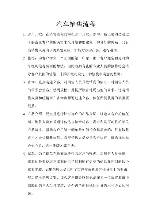 汽车销售流程