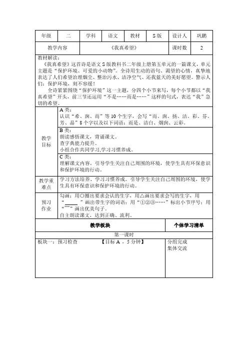 《我真希望》教案