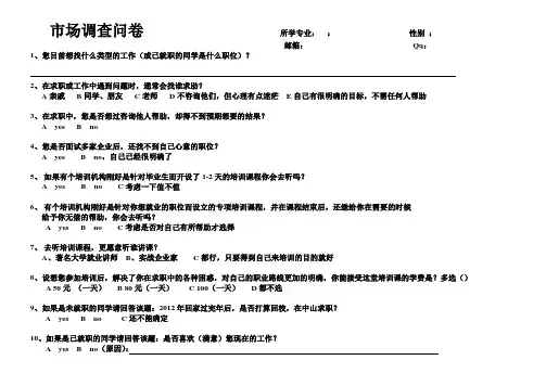 大学生就业市场调查问卷