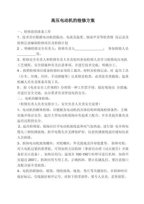 高压电动机的检修方案