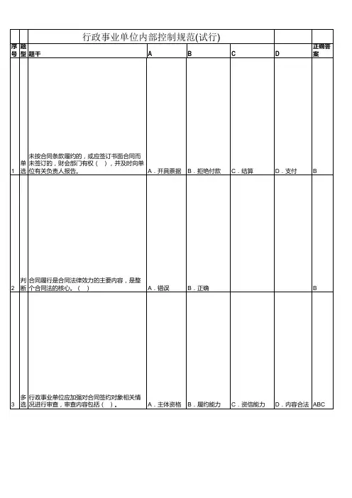 行政事业单位内部控制规范(试行)