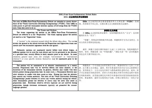 英国议会制辩论规则及辩论方法