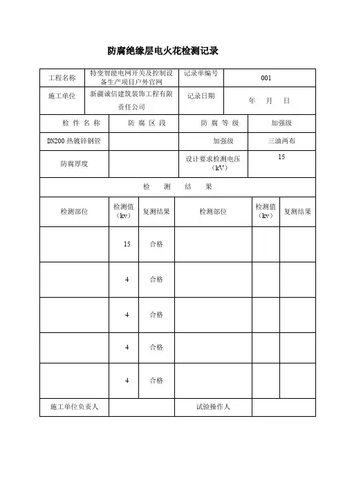 电火花检测记录