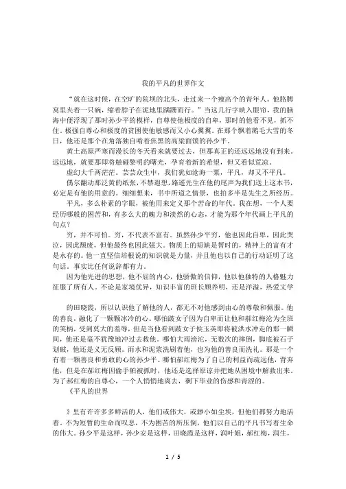 我的平凡的世界作文