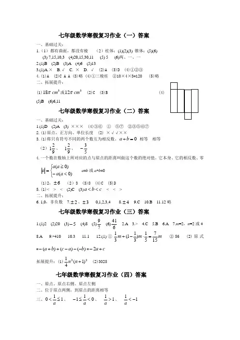 2013级七年级上寒假作业答案