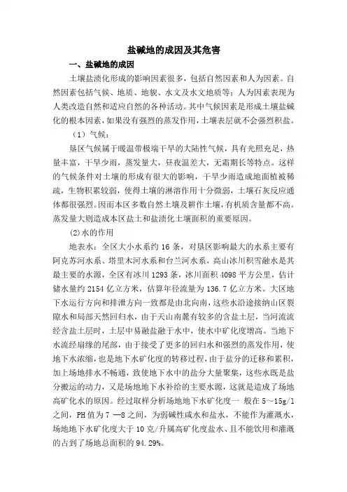 盐碱地的成因及其危害
