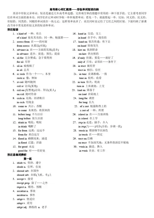 高考核心词汇梳理——形似单词短语归纳