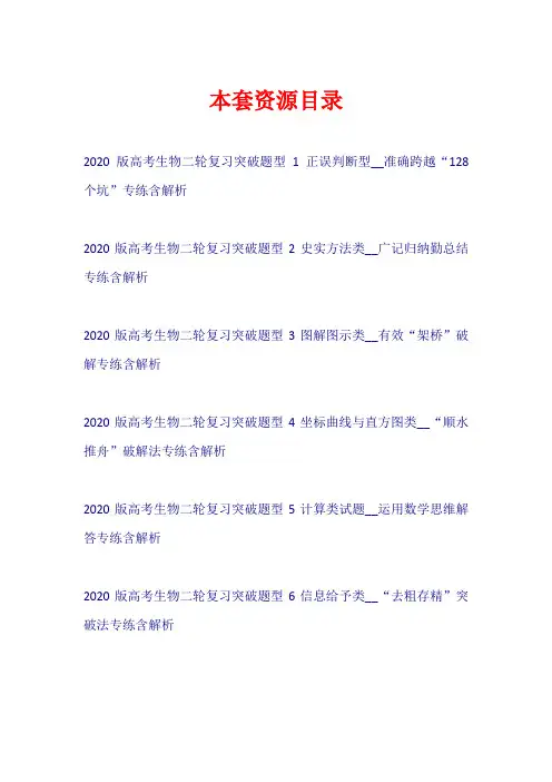 2020版高考生物二轮复习 突破题型专练【共6套44页】