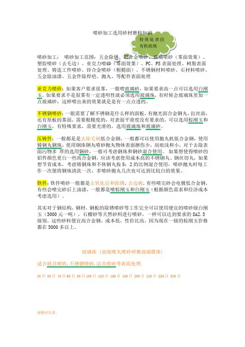 喷砂选用砂材磨料知识