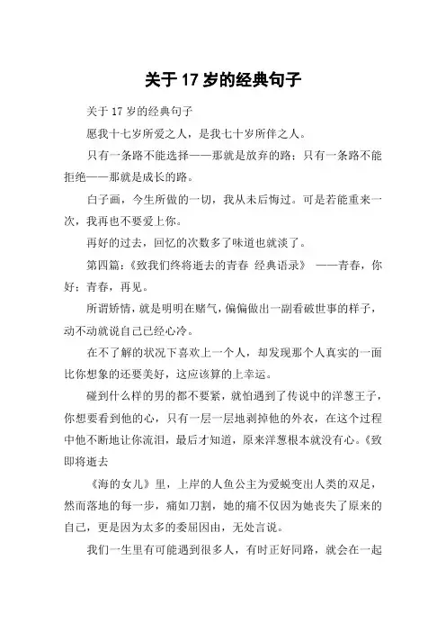 关于17岁的经典句子