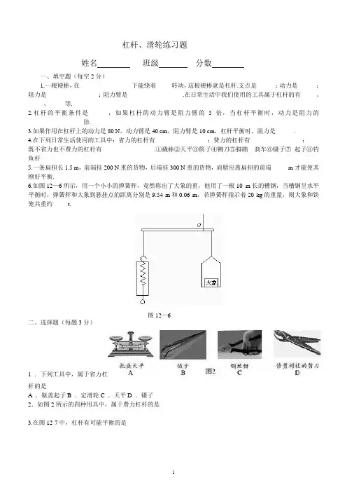 杠杆滑轮练习题 2