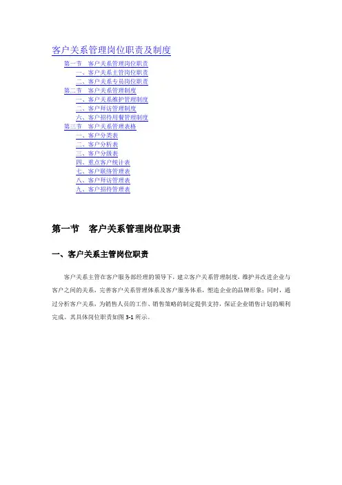 客户关系管理岗位职责及制度