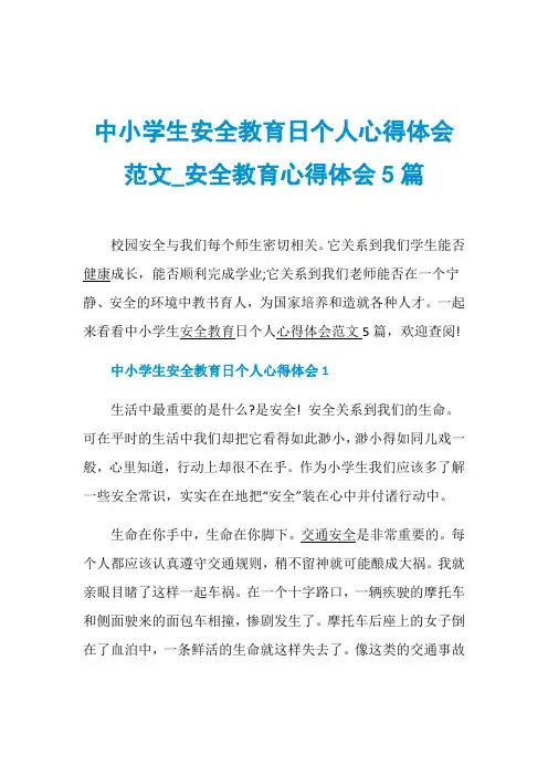 中小学生安全教育日个人心得体会范文_安全教育心得体会5篇