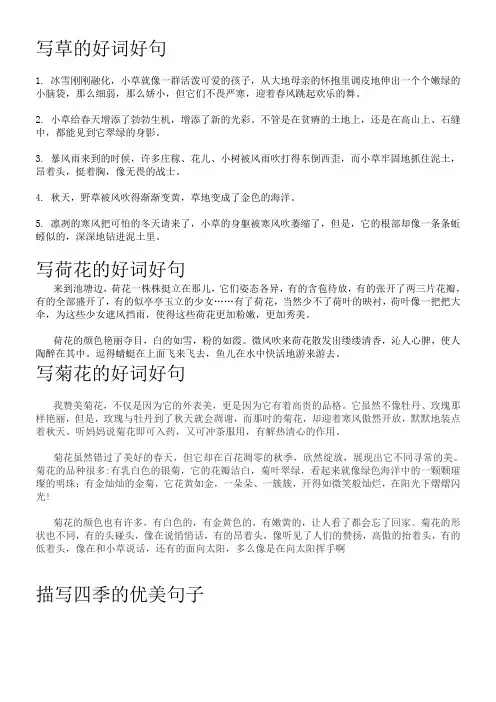 小学四年级写景的好词好句