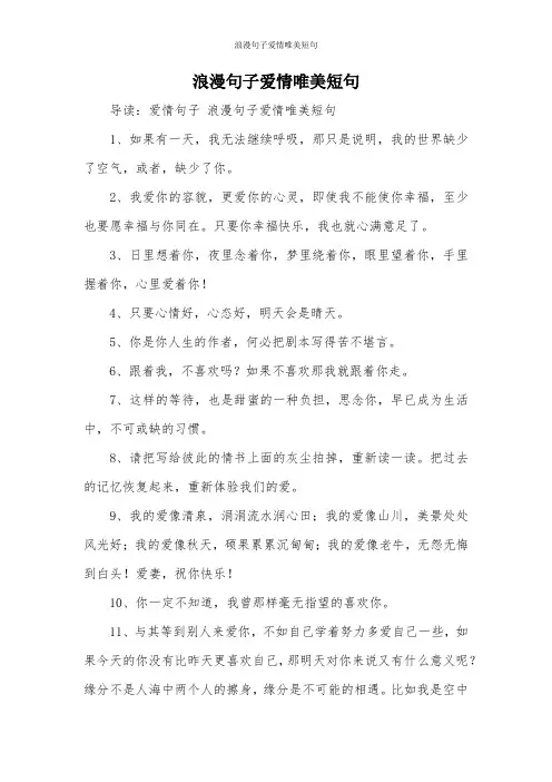 浪漫句子爱情唯美短句 2