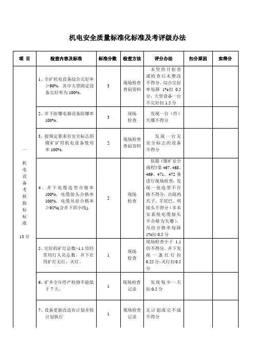 机电安全质量标准化标准及考评级办法