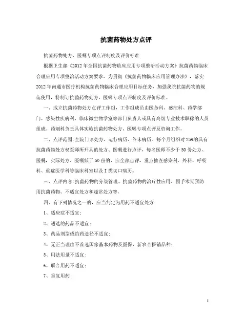 抗菌药物处方点评