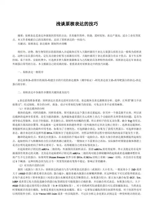 浅谈原核表达