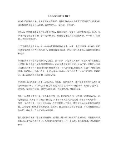 祖国未来栋梁作文800字(优秀作文)