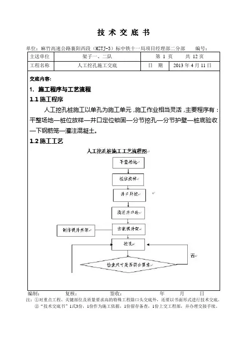 人工挖孔桩技术交底