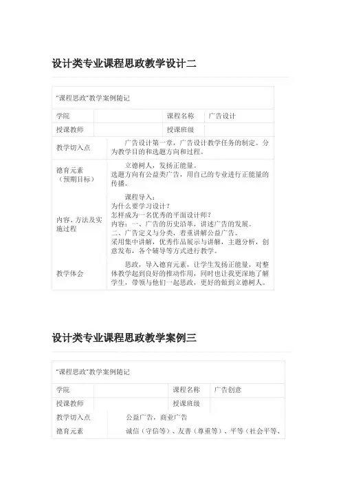课程思政教学设计模板