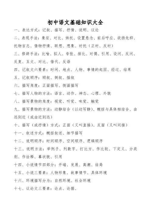 初中语文基础知识大全