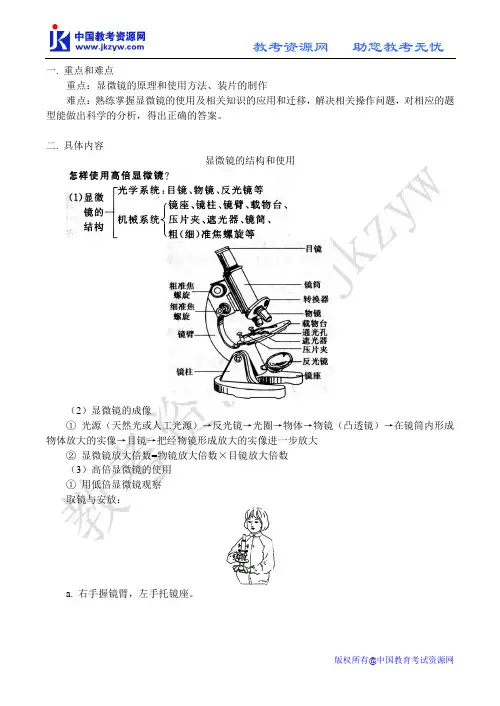 显微镜的结构和使用