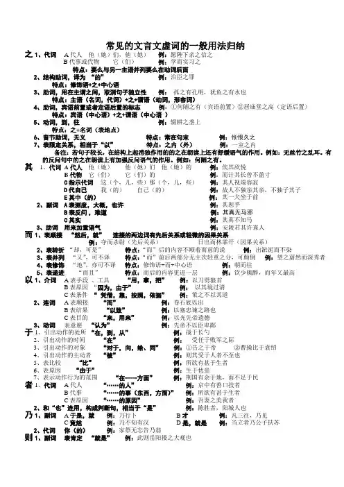 常见的文言文虚词的一般用法归纳