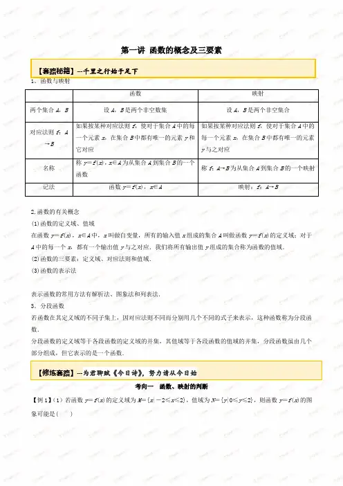 2021新高考一轮复习专题2.1 函数概念及三要素(解析版)