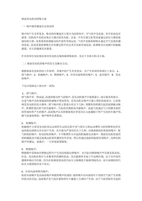 柴油发电机房降噪方案