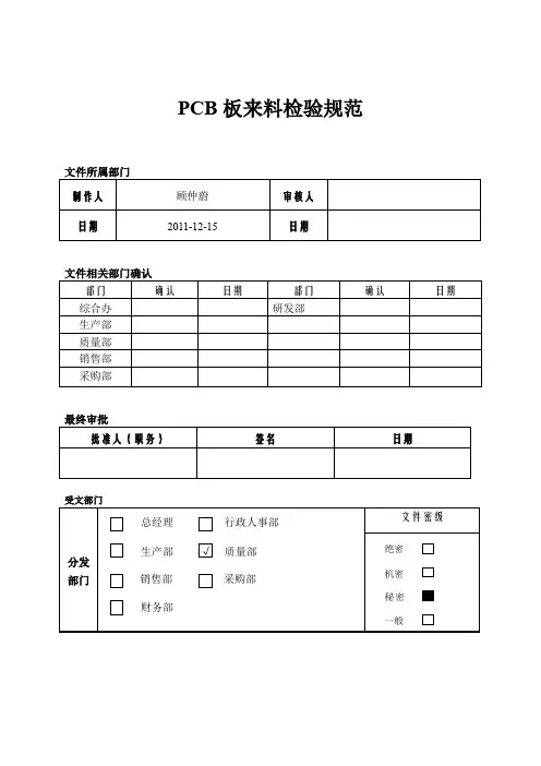 PCB板来料检验规范