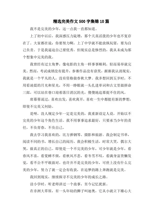 精选完美作文500字集锦10篇精选范文