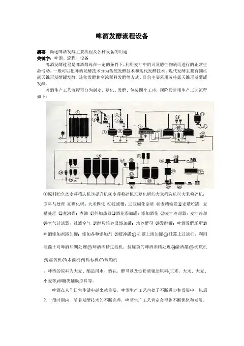 啤酒发酵工艺流程设备