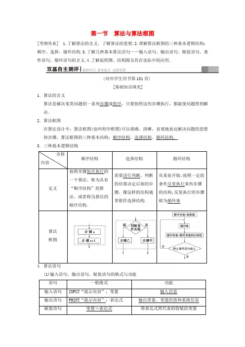 2019年高考数学一轮复习： 第9章 算法初步、统计与统计案例 第1节 算法与算法框图学案 文 北师大版