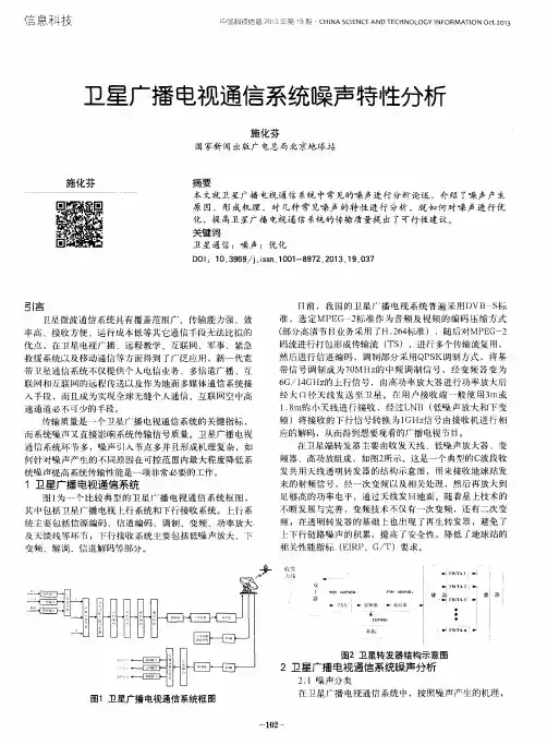 卫星广播电视通信系统噪声特性分析