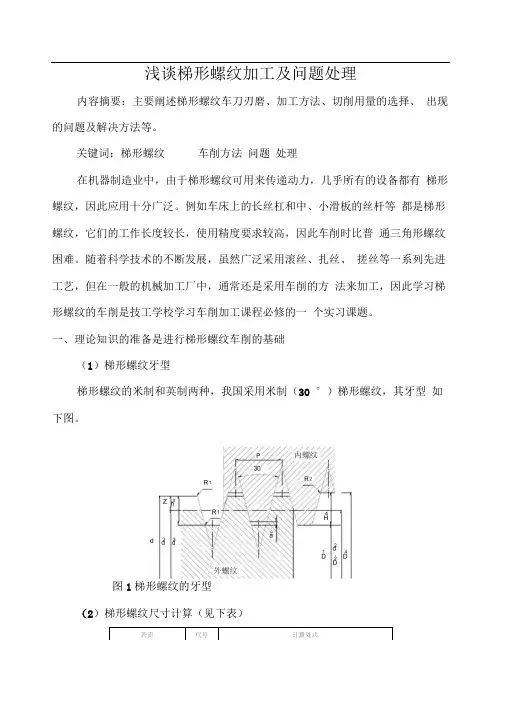梯形螺纹的加工及问题处理