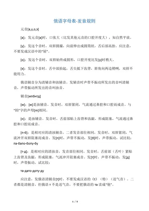 俄语字母表-发音规则