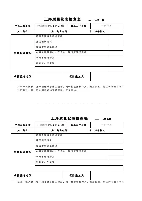 工序质量状态检查表