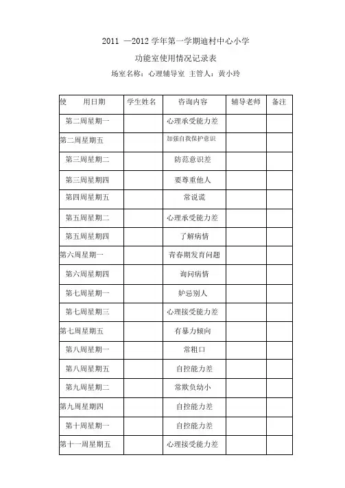 心理辅导室使用记录表 2