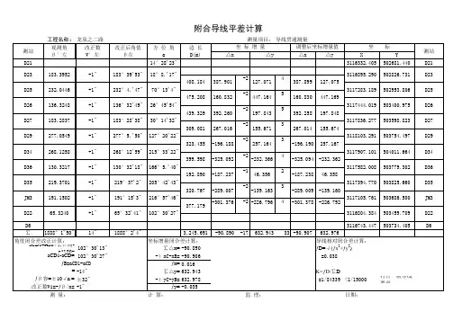 附合导线平差计算
