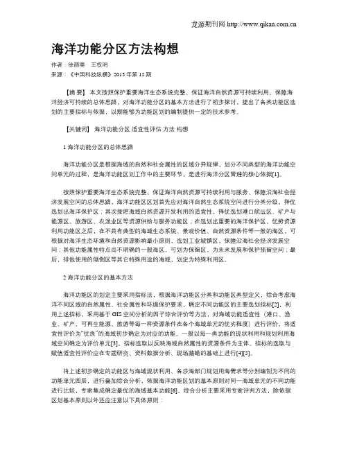 海洋功能分区方法构想